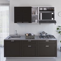 Tuhome - Mueble De Cocina Mural Gina 60.2X150X40 Cm Blanco Y Wengue