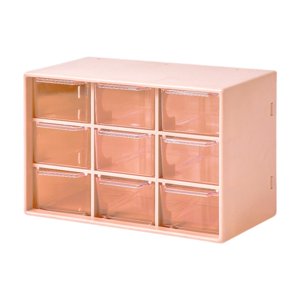 Bothyi - Organizador De Cajones Pequeño Para Escritorio, Organizador De Cuentas Para Joyería, Organizador De Oficina, 9 Cajones, Color Rosa Piel