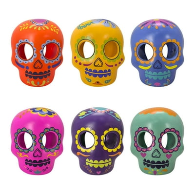 Portavelas De Cerámica Con Forma De Calavera De Colores Para Halloween Way To Celebrate