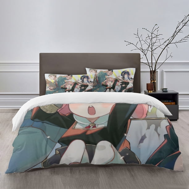 Spy X Family Bedding Sets Bed Cartoon Duvet Cover Lightweight 3 Piece Bet Sets for Kids Boys Girls