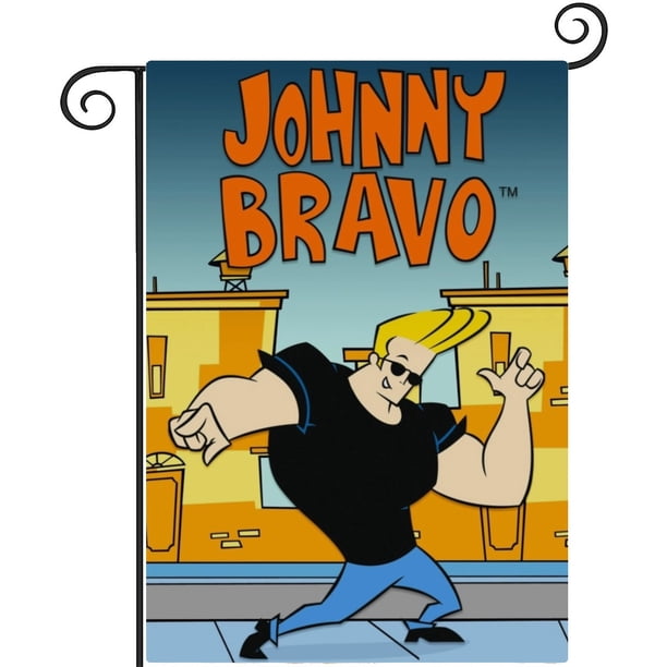 Johnny Bravo-bandera de jardín temática. Regalo perfecto para fans, amigos y familiares, ideal para actividades al aire libre y decoración de fiestas.28CM*45CM