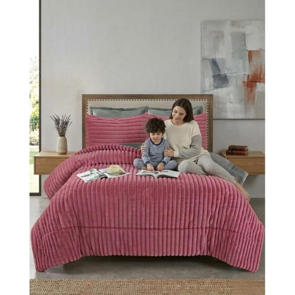 Cubrecama Sherpa 2 Plazas Textura Lineal Invierno