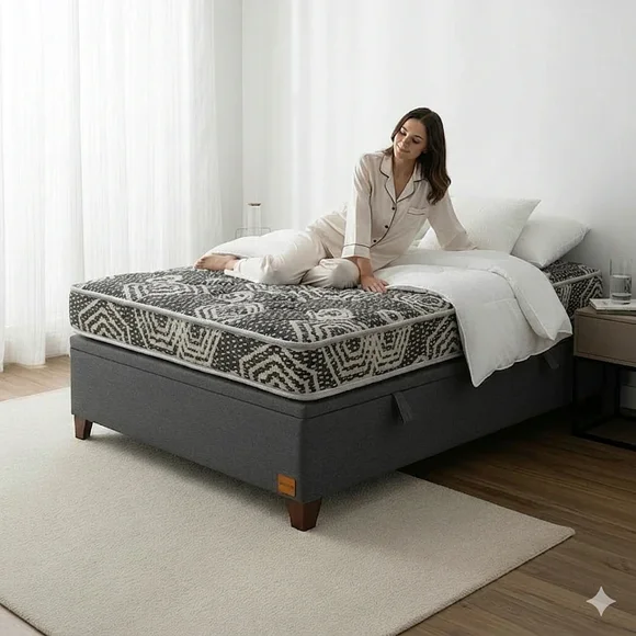 Cama Baúl 1 Plaza Con Colchón Modelo Ideal Con Patas De 4.5 cm (Gris)