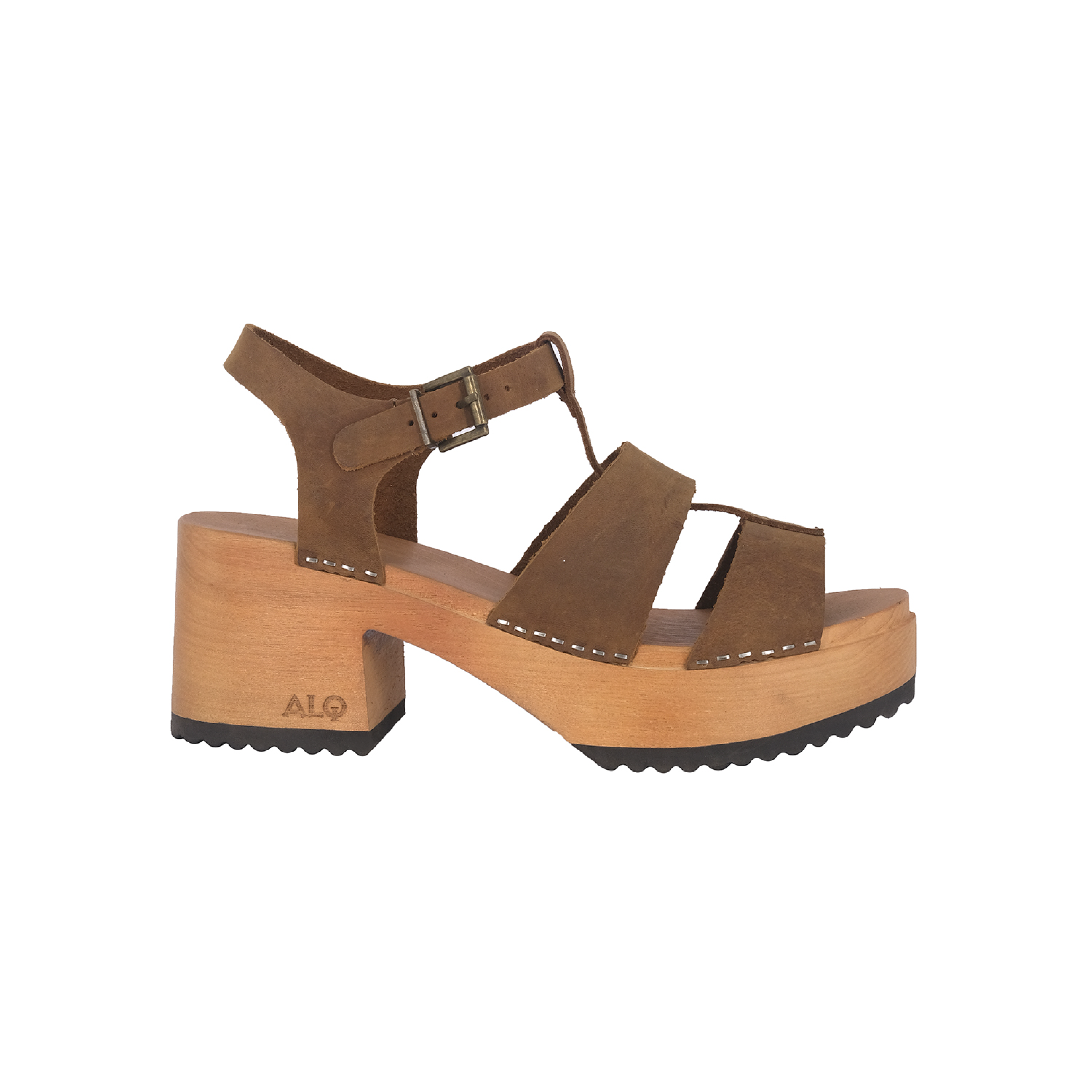 Sandalia Plataforma Madera Lily Caramelo Alquimia