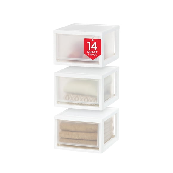 Organizador de cajones IRIS USA de 14.5 cuartos de galón Paquete de 3, plástico