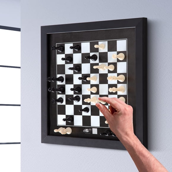 Juego de ajedrez de pared Bundaloo para colgar, magnético, con tablero de madera