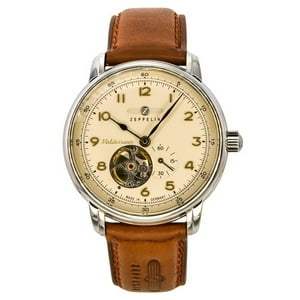 Reloj Zeppelin Mediterranee Leather Strap Open Heart Beige Dial Automatic 96665 Men'S Watch