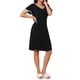 thumbnail image 4 of INSPIRE CHIC Camisón de Modal para Mujer con Cuello en V, Manga Corta, Volantes, Largo hasta la Rodilla, Ropa de Casa, Talla L, Negro, 4 of 6