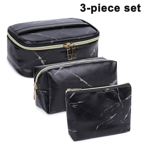 Bolsa de maquillaje de 3 piezas, neceser portátil, organizador de viaje, resistente al agua, para mujer, mármol