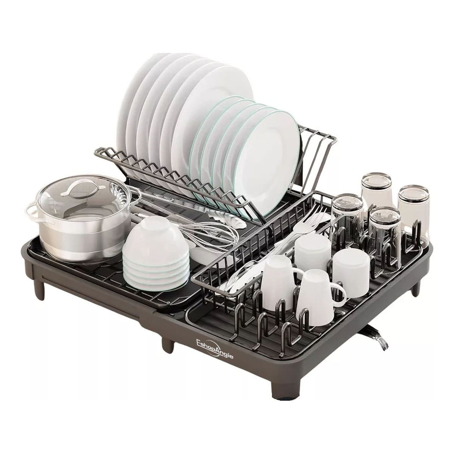 Genérico - Escurridor Plegable De Platos Expansible Para Cocina Negra