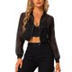 thumbnail image 1 of INSPIRE CHIC Chaqueta Bomber Recortada para Mujer, Chaquetas de Manga Larga de Malla Transparente Ligera S Negro, 1 of 7