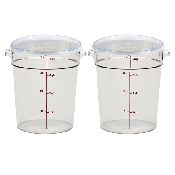Recipiente de almacenamiento de alimentos Cambro redondo de 4 litros con tapa (paquete de 2)