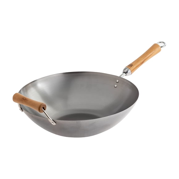 Wok JOYCE CHEN Classic Series de acero al carbono de 35 cm con asas de abedul
