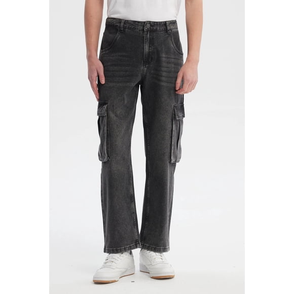 Jeans Hombre Cargo Calce Recto Gris