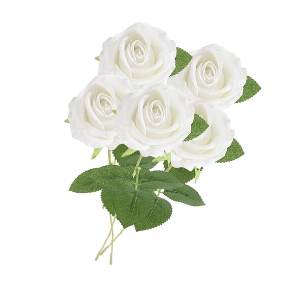 5 Uds Flores Artificiales Regalos Del Día De San Valentín Para Decoración De Mesa Decoración Del Hogar Blanco