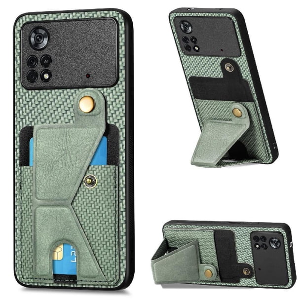 Funda Resistente para Xiaomi Poco X4 Pro 5G con Tarjetero y Soporte, Diseño Magnético Verde