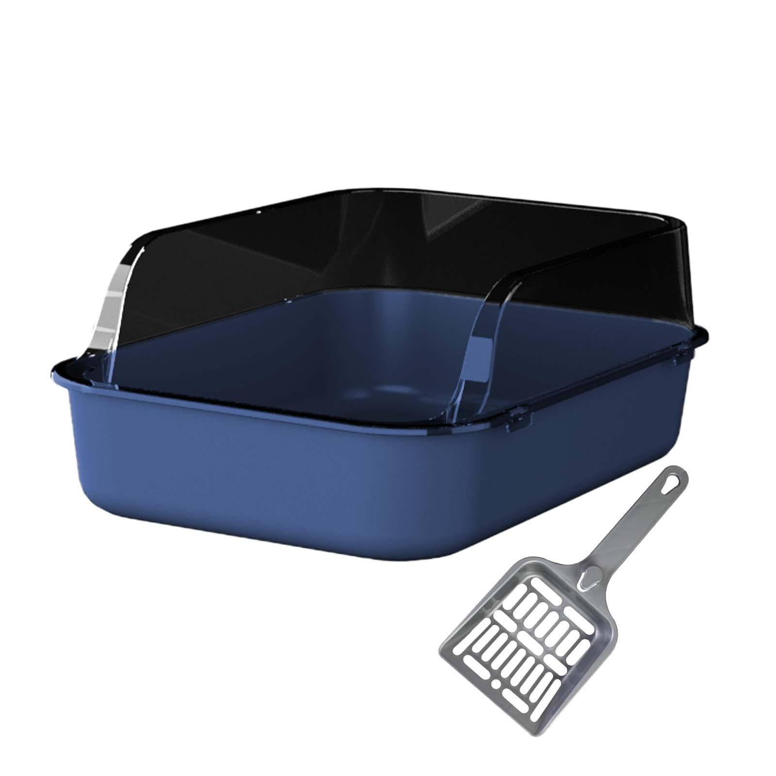 Ioensy - Caja De Arena Para Mascotas Con Tapa Abierta, Orinal Portátil, Bandeja Para Arena Para Gatos, Caja De Arena Para Inodoro Para Gatos, Azul