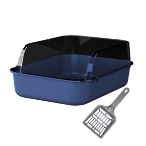Ioensy - Caja De Arena Para Mascotas Con Tapa Abierta, Orinal Portátil, Bandeja Para Arena Para Gatos, Caja De Arena Para Inodoro Para Gatos, Azul