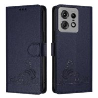 Funda Tipo Cartera Foxdock Para Motorola Edge 50 Pro Con Soporte, Ranuras, Rfid, Diseño De Gato