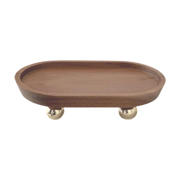 Bandeja de madera para servir, pedestal, bandeja multifuncional para café, bandeja decorativa para servir, bandeja para mostrador, bebidas, té y hogar 12x20x5cm