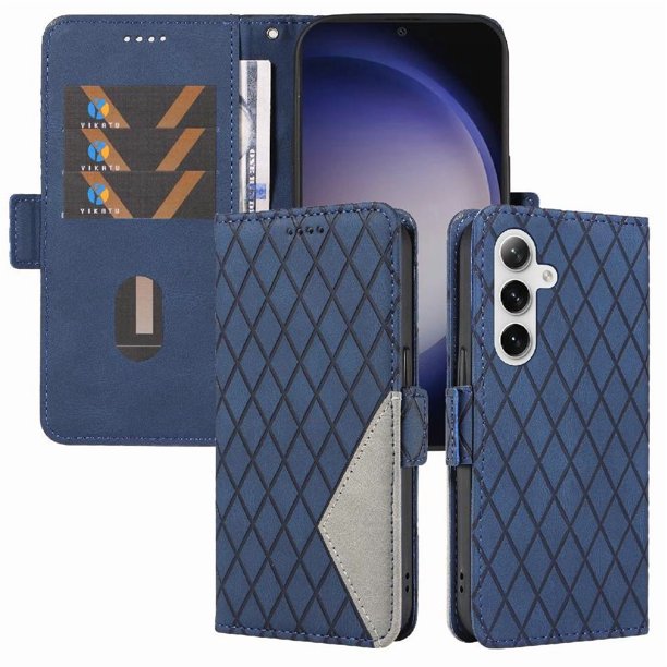 Funda Cartera para Samsung Galaxy S25 con Tarjetero Soporte y Correa Azul