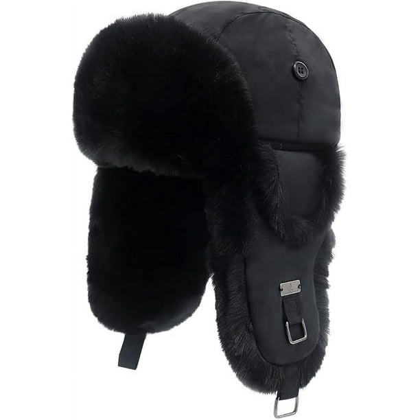 Gorro de aviador de piel sintética cálido, gorro de esquí de caza de soldado ruso con orejeras para hombres y mujeres