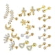 thumbnail image 1 of de aretes de 24 piezas de a , parte trasera plana, Zirconia cúbica, regalos, hipoalergénico, pequeño para mujeres , ORO, 1 of 5