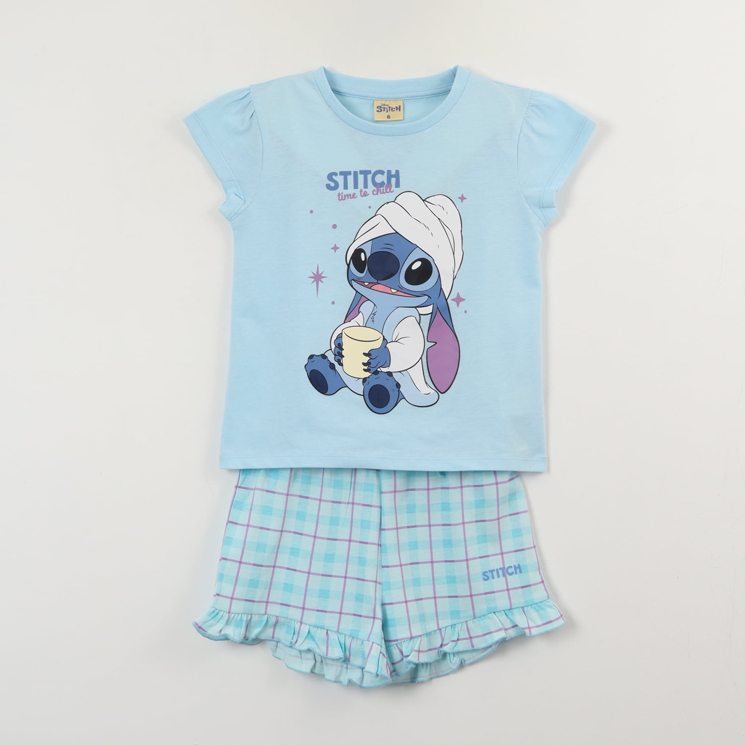 Pijama Manga Corta Niña Celeste Lilo & Stitch Disney