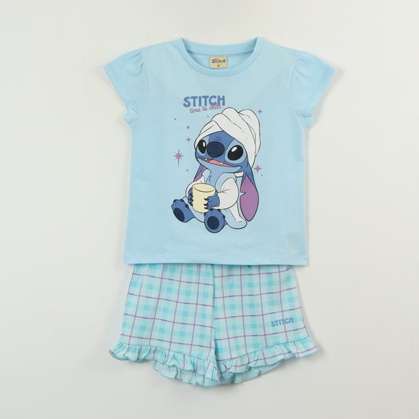 Pijama Manga Corta Niña Celeste Lilo & Stitch Disney