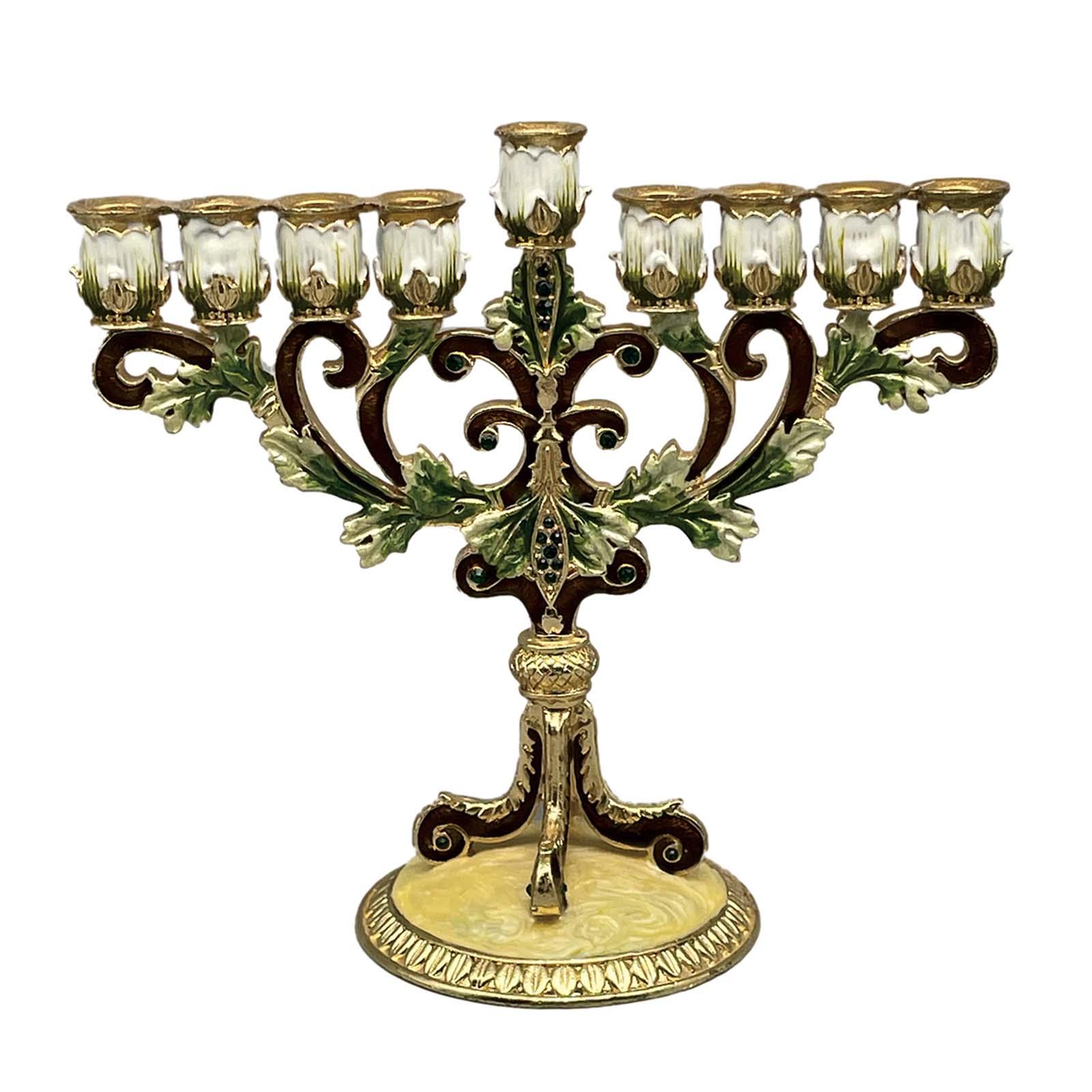 Bothyi - Candelabro De Diseño Antiguo De Metal Con 9 Ramas, Candelabro Hanukkah Menorah