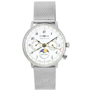 Zeppelin - Reloj Lz129 Hindenburg Moonphase Cuarzo Esfera Plateada 7037M1 Para Mujer
