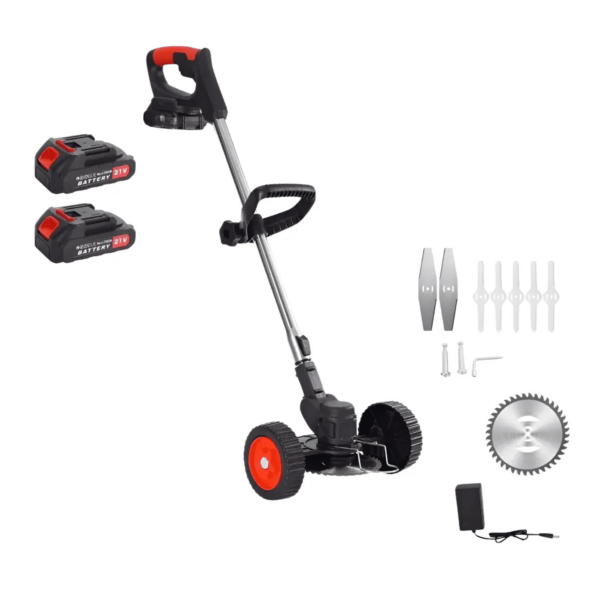 Genérico - Cortadora De Césped Inalámbrica - Con Ruedas, Batería Dual Y Kit De Seguridad (gafas Y Guantes)