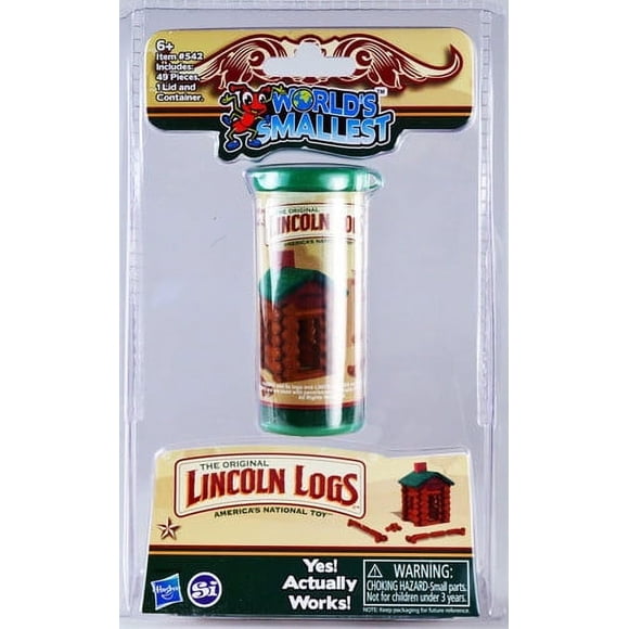 Lincoln Logs - El set más pequeño del mundo con 49 troncos, planos y almacenamiento