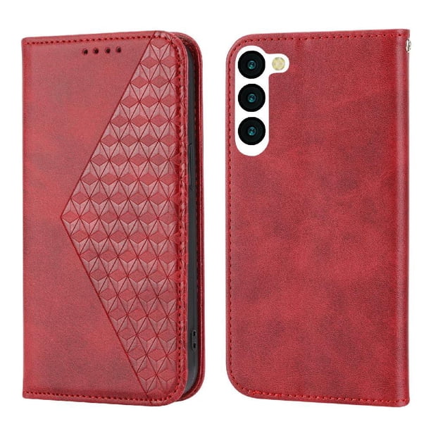 Funda Flip FOXDOCK para Samsung Galaxy S23 Plus , Estilo Billetera con Diseño Rombo, Correa de Mano y Soporte, Uso Diario