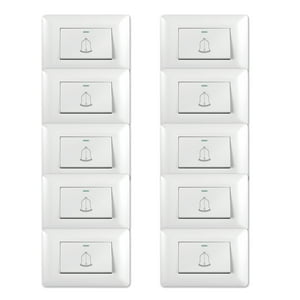 Genérico - Pack 10 Timbre Interruptor Pulsador Simple 10A 250V Diseño Campana Blanco