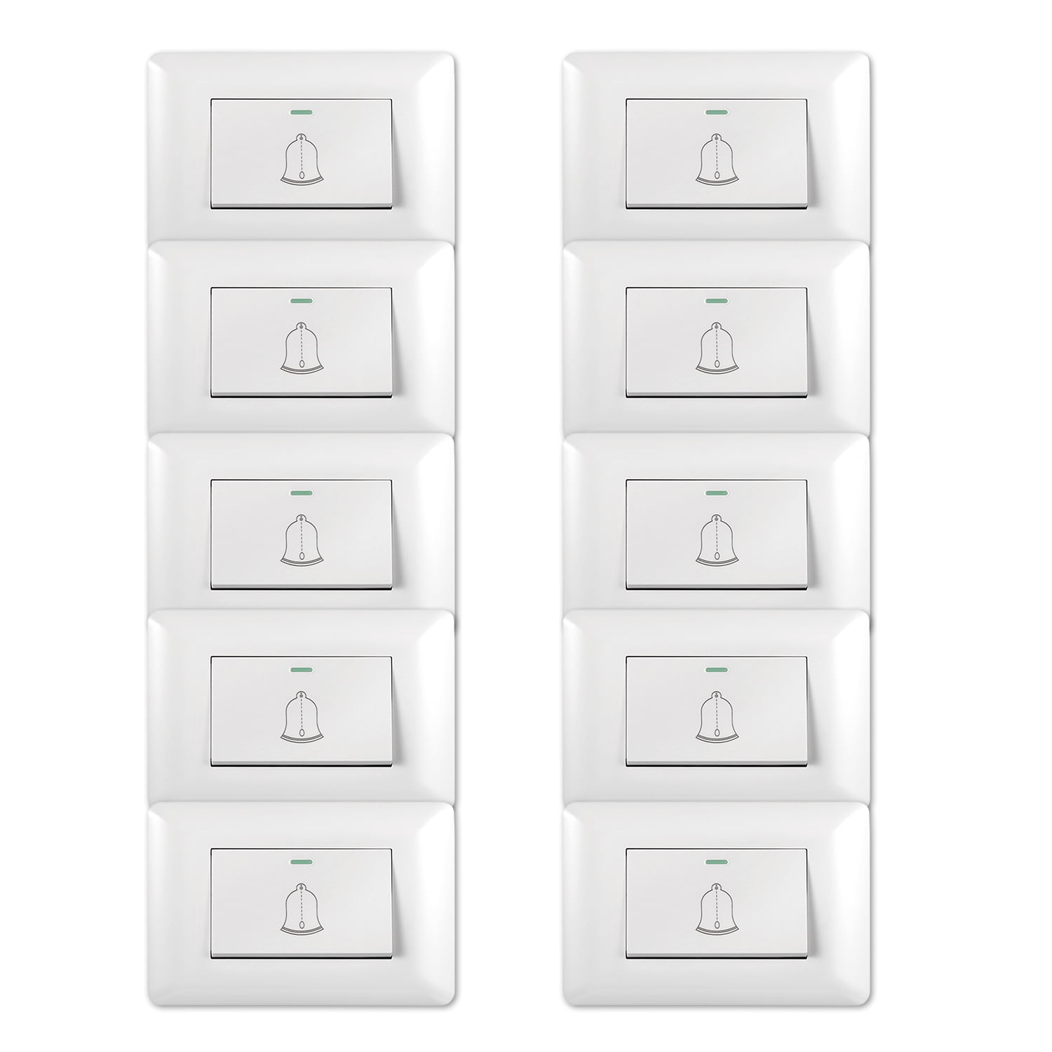 Genérico - Pack 10 Timbre Interruptor Pulsador Simple 10a 250v Diseño Campana Blanco