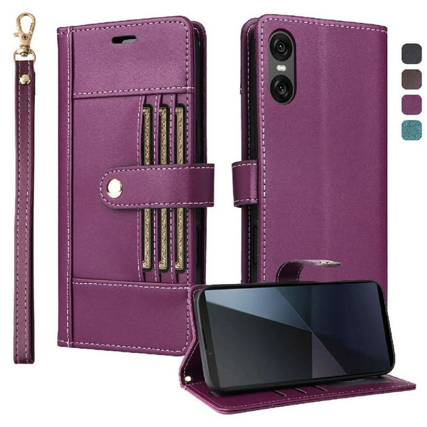 FOXDOCK Funda tipo Cartera para Sony Xperia 10 VI – Cubierta de Cuero PU con Múltiples Ranuras, Bolsillo para Efectivo y Correa de Muñeca