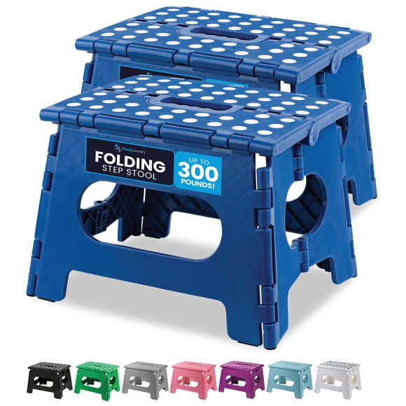 Taburete Plegable Práctico Para Lavar Ropa Sucia 300 Kg Azul Paquete De 2