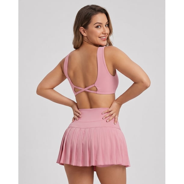 Conjunto Fitness Mujer Falda Short Plisada Y Top Deportivo