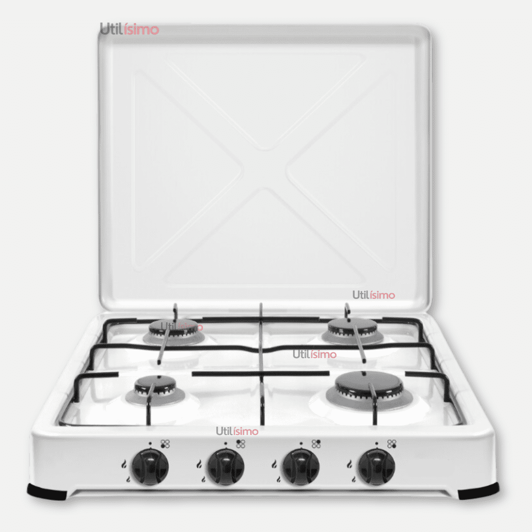 Line - Cocina Encimera A Gas Licuado 4 Platos Cocinilla Blanco