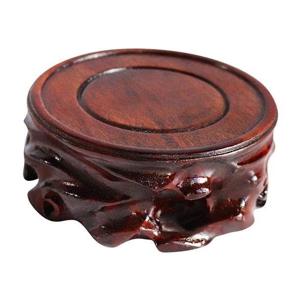 Base de madera circular de estilo retro Soporte de jarrón Soporte de exhibición Pequeño Bonsai Pedestal Base de tetera para el escritorio del hogar Es