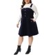 thumbnail image 4 of Agnes Orinda Ropa de Halloween para Mujer Tallas Grandes Vestido Corto de Pana Pichi Vestidos en General Falda con Tirantes y Bolsillo 4X Azul Oscuro, 4 of 6