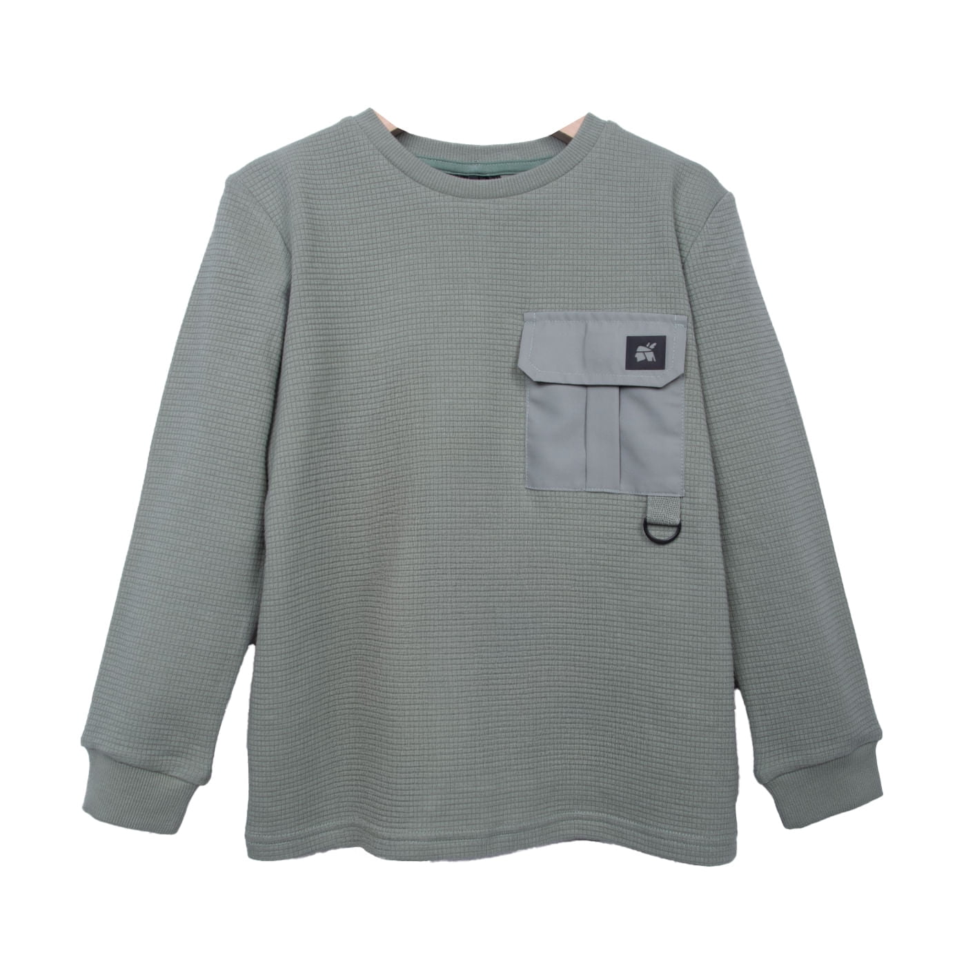Pillin - Polera Niño Manga Larga Con Bolsillo Cargo Verde