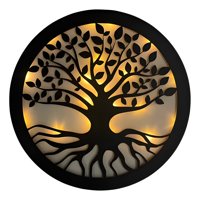 Genérico - Cuadro Árbol De La Vida Luz Cálida Negro