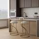 thumbnail image 1 of Round Bar Stool Armless Velvet Barstools with Back Set of 2 Upholstered Counter Chair for Dining Room, Kitchen Island (Gold & Creamy White), 1 of 3