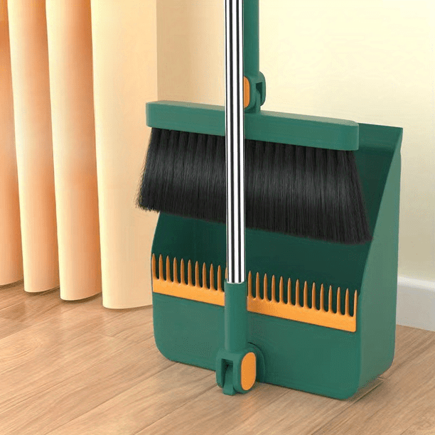 2pcs/set 48.8" Long Handle Broom And Dustpan Set For Home, Upright Dustpan And Broom Combo Set, Sweeping Kitchen Wood Floor Pet Hair, Cleaning Supplies For Indoor