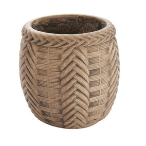 Homeessentials - Maceta Trenzada De Cemento Café 11 Cm