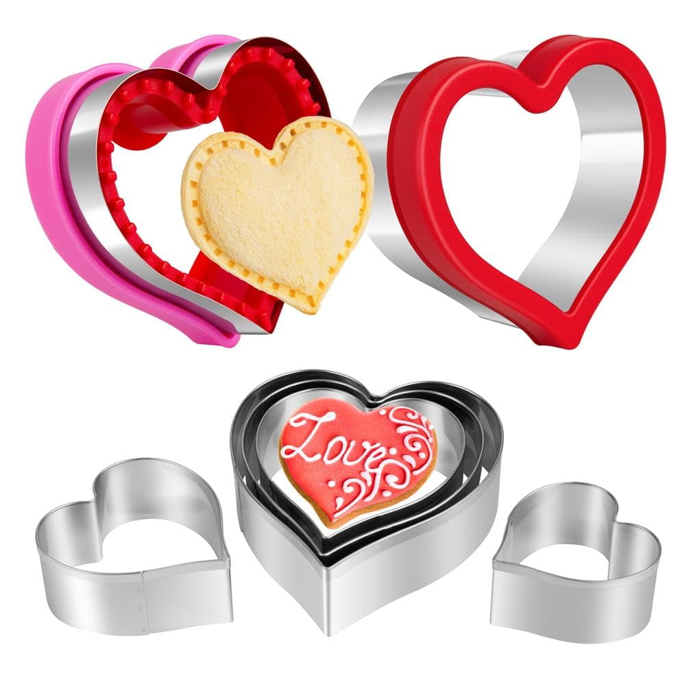 Juego De Cortadores De Galletas Bykooc En Forma De Corazón, 8 Piezas, Acero Inoxidable