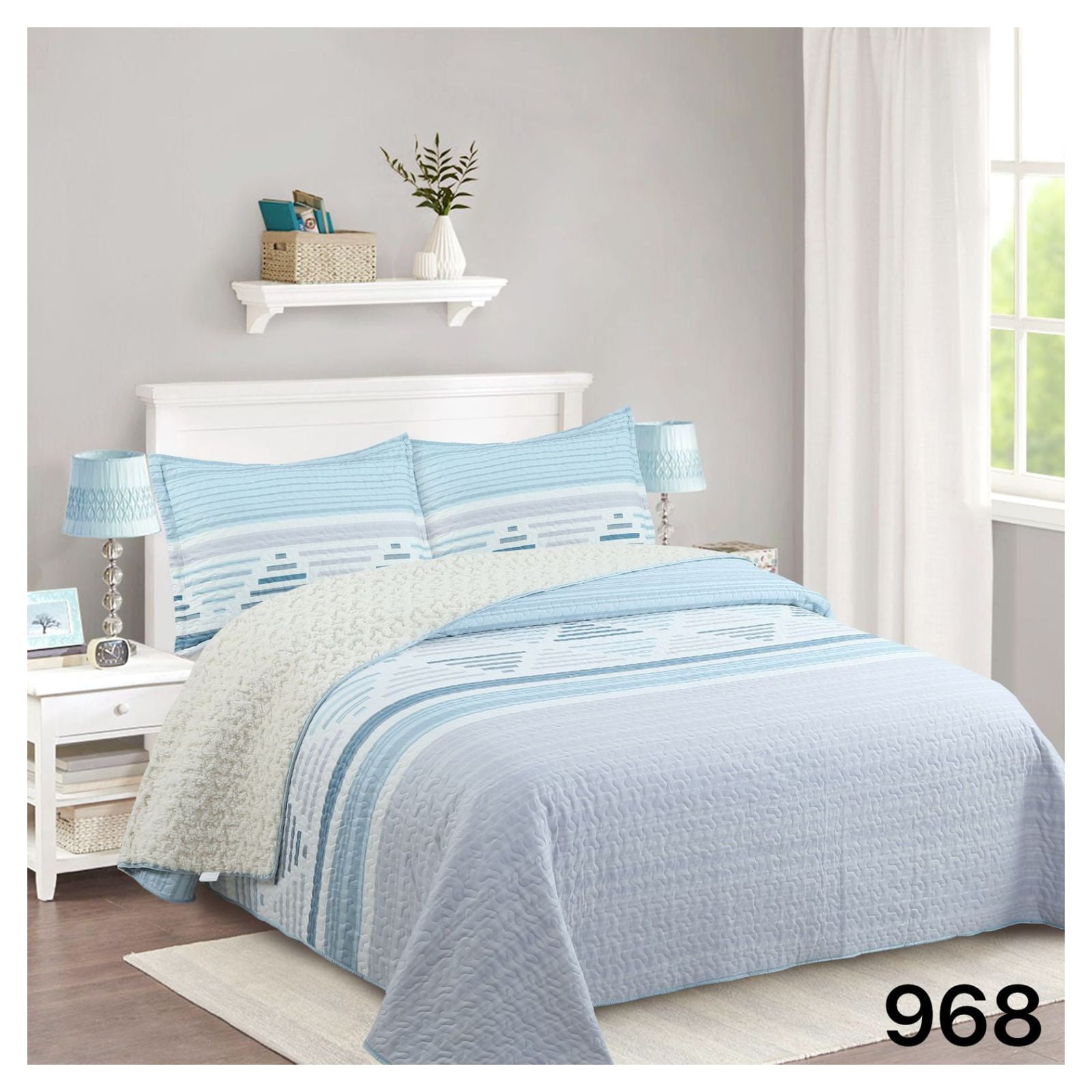 Genérico - Cubrecama Sherpa 1.5 Plazas - Multicolor Triángulo M968