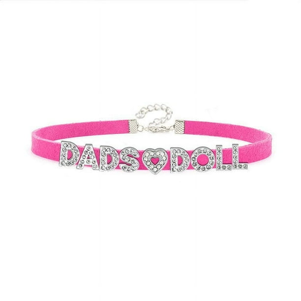 Hot Sexy Rose Red Suede Leather Collar Rhinestone Letters Choker Harajuku DIY Customized Necklaces Lovers BDSM Cosplay Jewelry